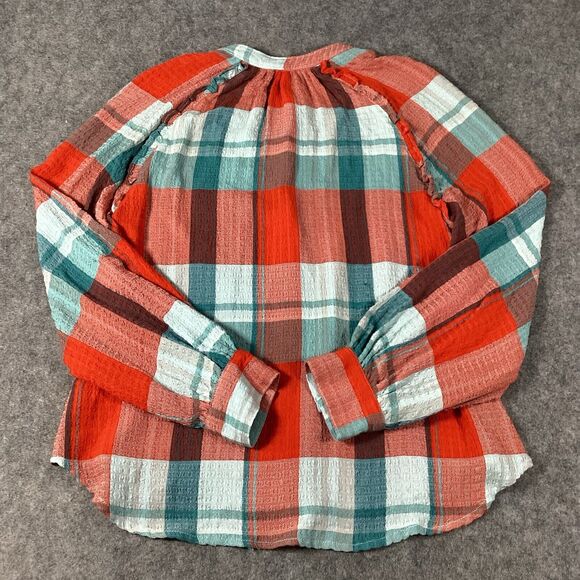Anthropologie Pilcro Breezy Button Down Bohemian Plaid Buffalo Top Blouse Small - Picture 9 of 16